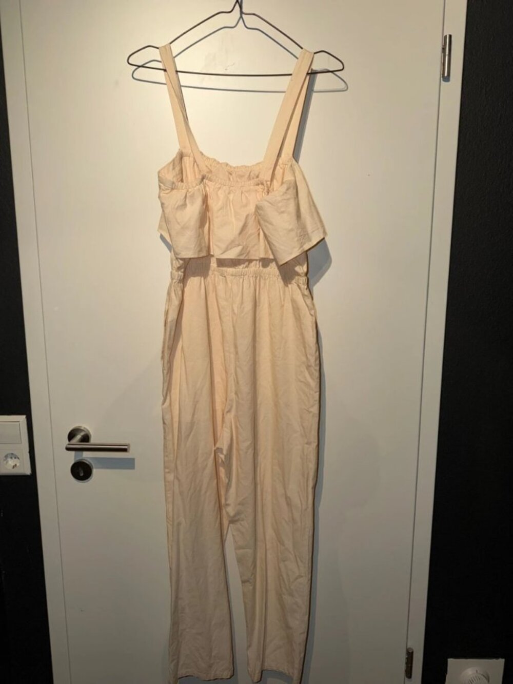 White Linen Ruffle Jumpsuit, (EU 38 / US 8)